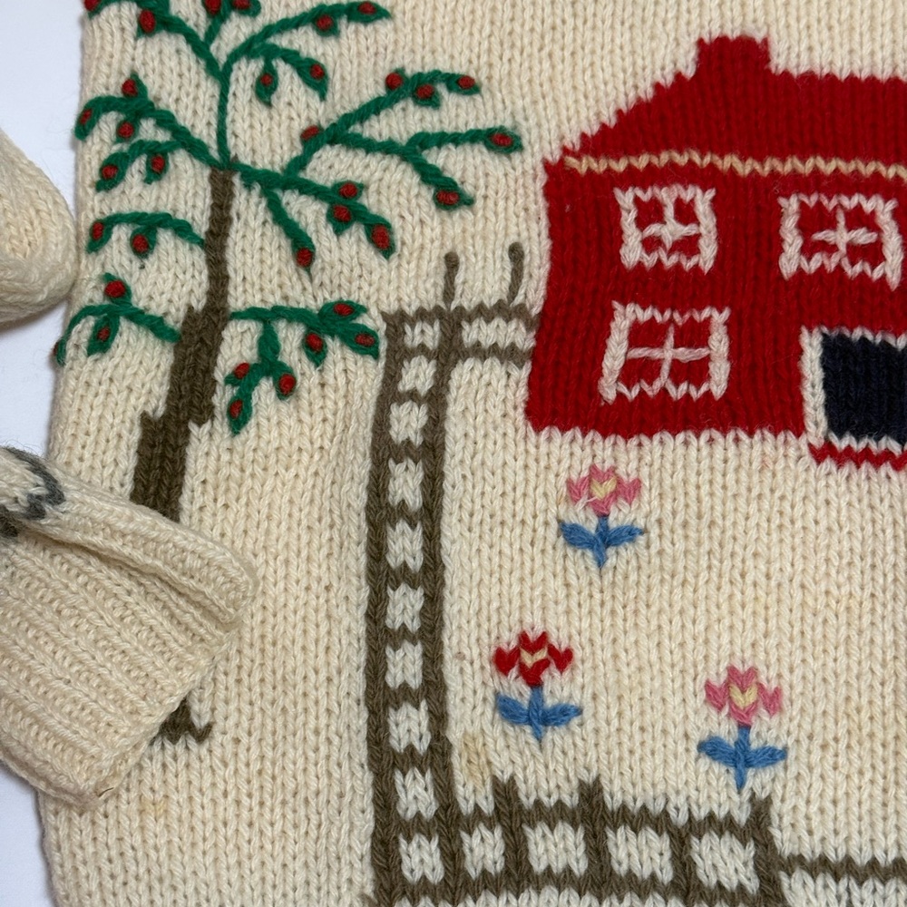 Vintage Deans of Scotland 100% Wool Sweater Schoolhouse Teacher Prairie Size S - Picture 7 of 12